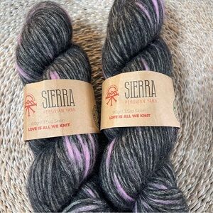 Sierra Peruvian Yarn Gray and Lavender Andean Spirit Baby Alpaca Pima 2 Skeins